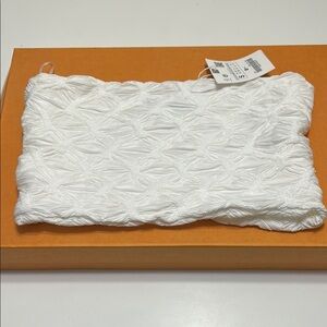 Zara White ruffle Textured Tube Top feminine girly summer top small NWT